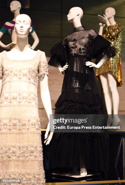 Dresses owned by Carmen Lomana are seen on display at the El Armario de Carmen Lomana exhibition at the Dress Museum on February 21, 2018 in Madrid,...