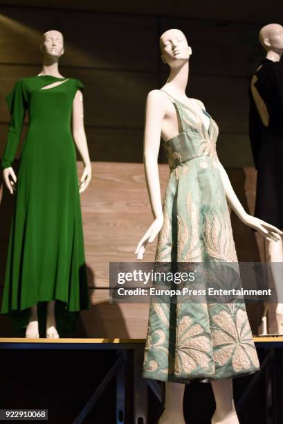 Dresses owned by Carmen Lomana are seen on display at the El Armario de Carmen Lomana exhibition at the Dress Museum on February 21, 2018 in Madrid,...