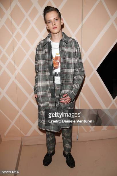 Sam Bower attends the Fendi show during Milan Fashion Week Fall/Winter 2018/19 on February 22, 2018 in Milan, Italy.