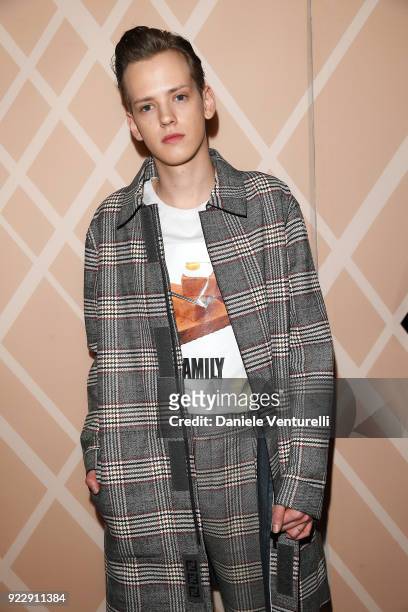 Sam Bower attends the Fendi show during Milan Fashion Week Fall/Winter 2018/19 on February 22, 2018 in Milan, Italy.