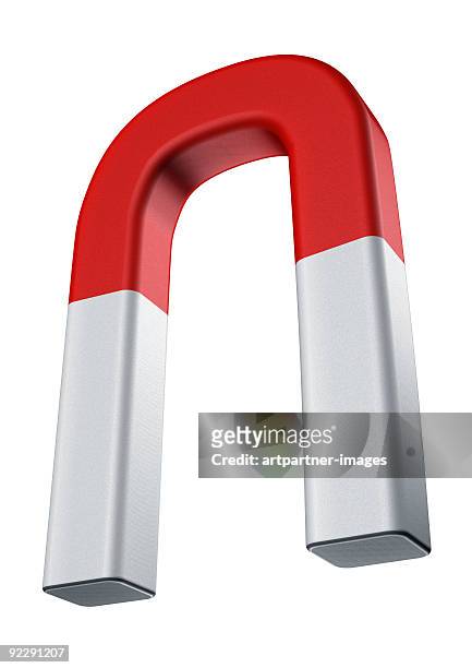 horseshoe magnet on white - horseshoe magnet fotografías e imágenes de stock