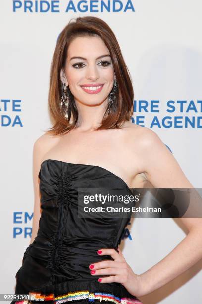Actress Anne Hathaway attends the 18th Annual Empire State Pride Agenda Fall Dinner at the Sheraton New York Hotel & Towers on October 22, 2009 in...