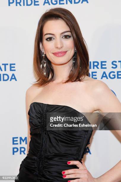 Actress Anne Hathaway attends the 18th Annual Empire State Pride Agenda Fall Dinner at the Sheraton New York Hotel & Towers on October 22, 2009 in...