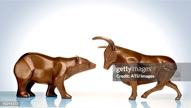 bull bear facing each other - bulp stock pictures, royalty-free photos & images