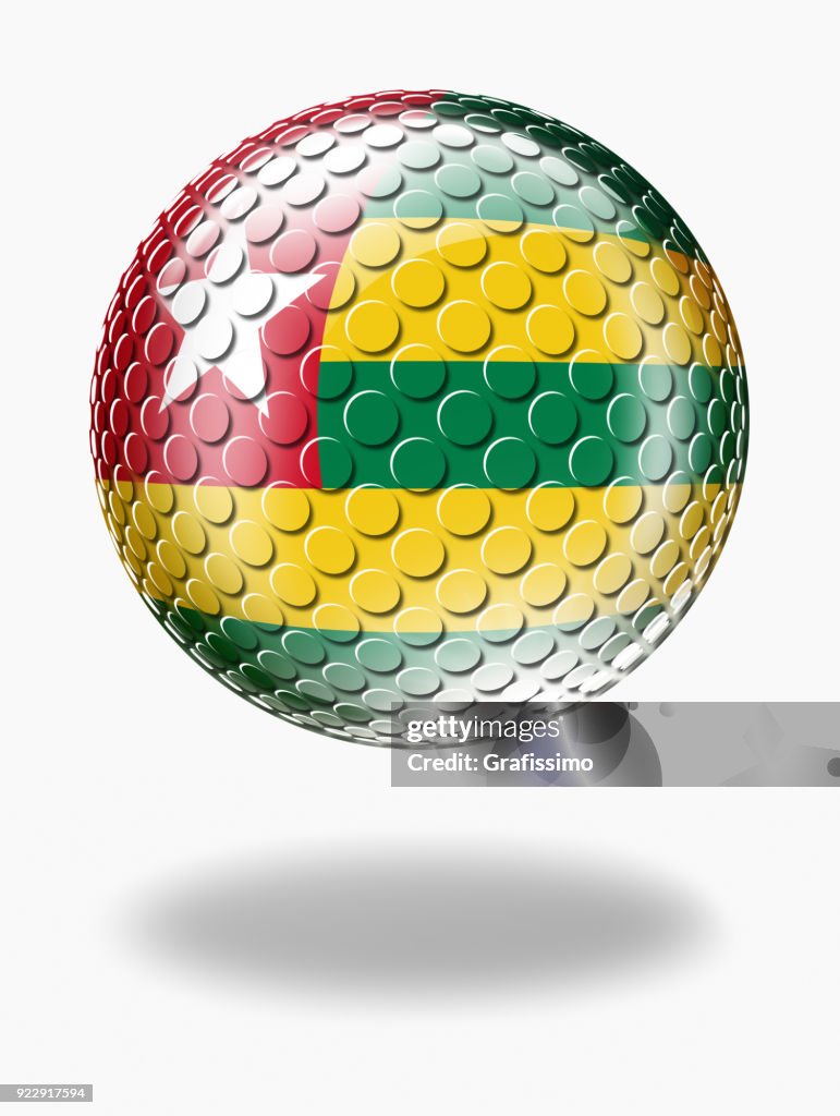 Togo button sphere with togolese flag isolated on white