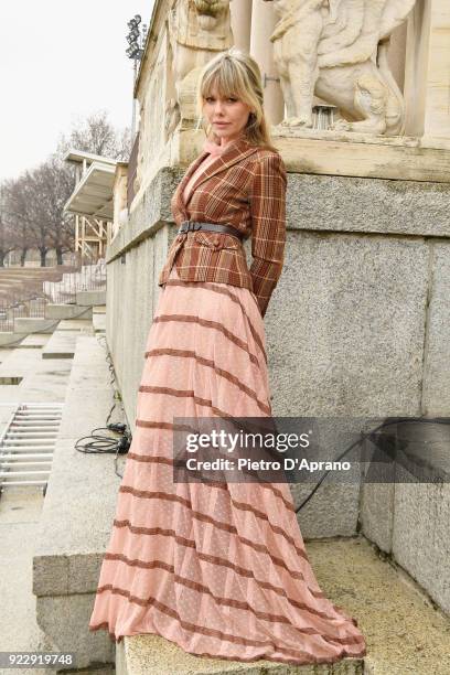 Barbara Snellenburg attends the Luisa Beccaria show during Milan Fashion Week Fall/Winter 2018/19 on February 22, 2018 in Milan, Italy.