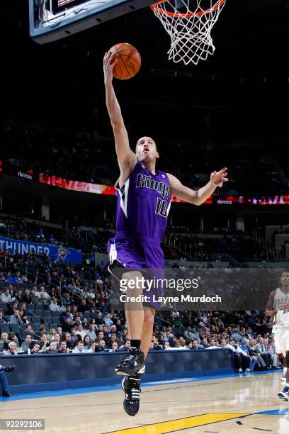 Sergio Rodriguez of the Sacremento Kings goes up for a layup during a game against the Oklahoma City Thunder on October 22, 2009 at the Ford Center...