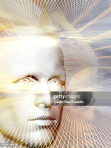 expanded thinking - face illusion stock illustrations