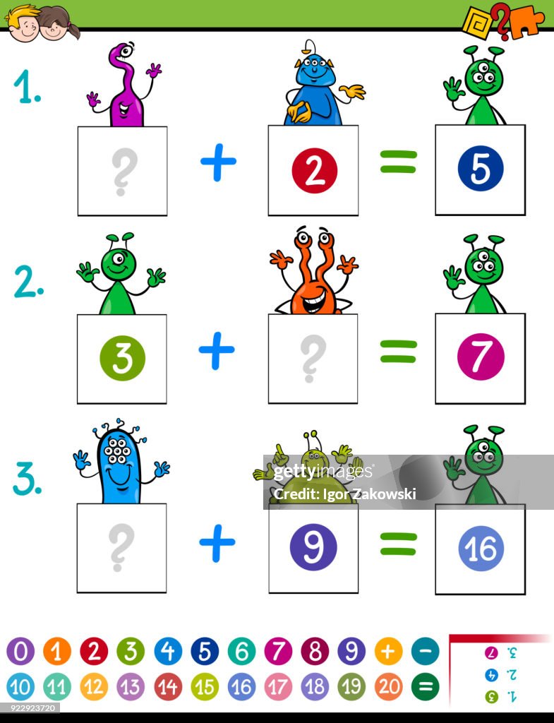 Maths Addition Educational Game With Aliens High-Res Vector Graphic ...