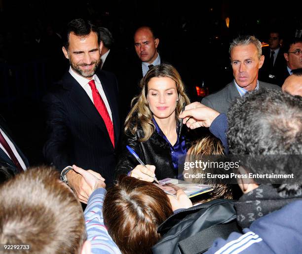 Prince Felipe and Princess Letizia attend the Prince of Asturias Award Ceremony on October 22, 2009 in Madrid, Spain.