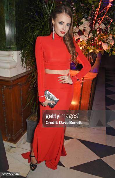 Xenia Tchoumi attends the Universal Music BRIT Awards After-Party 2018 hosted by Soho House and Bacardi at The Ned on February 21, 2018 in London,...