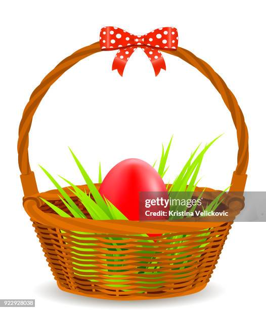 easter egg with basket - easter basket vector stock illustrations