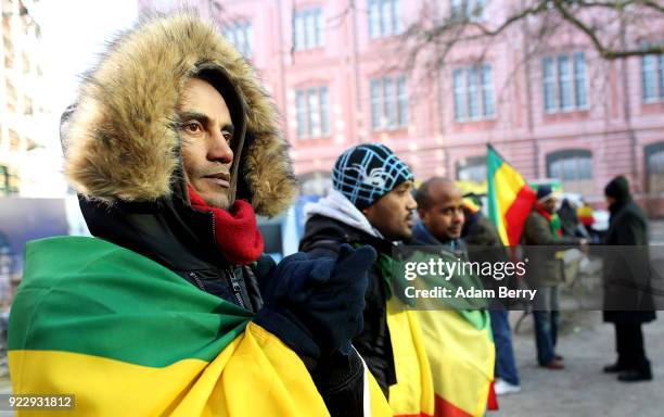 Ethiopians living in Germany demonstrate against the Ethiopian government on February 22, 2018 in Berlin, Germany. The protesters demonstrated in...