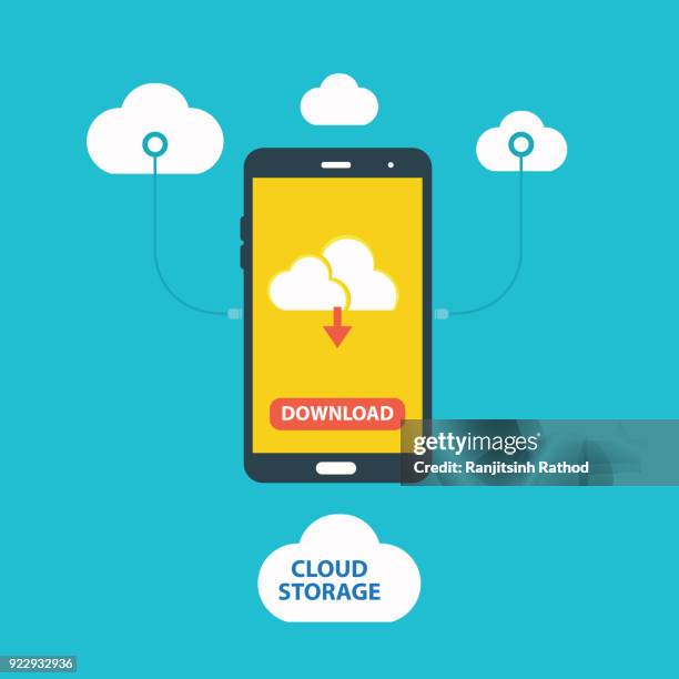 cloud computing storage and applications on a mobile phone - cloud storage phone stock illustrations