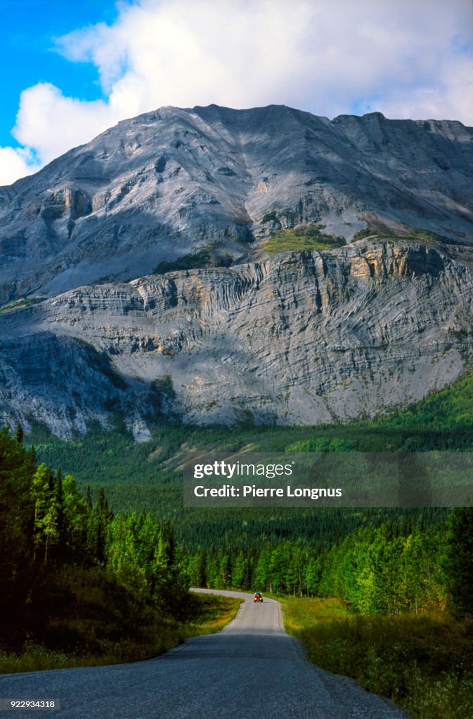 Alaska highway north of Muncho Lake provincial park in the northern Canadian Rockies of British Columbia - Canada