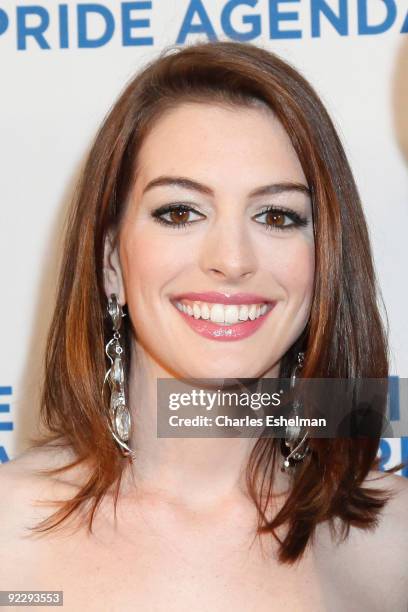 Actress Anne Hathaway attends the 18th Annual Empire State Pride Agenda Fall Dinner at the Sheraton New York Hotel & Towers on October 22, 2009 in...