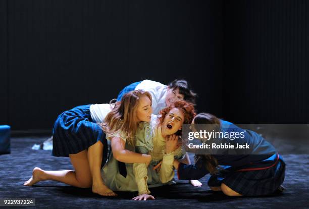 Harriet Gordon-Anderson, Nikki Shiels, Arielle Gray and Elizabeth Nabben in Malthouse Theatre / Black Swan State Theatre's production of Joan...