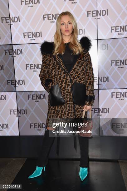 Shea Marie attends the Fendi show during Milan Fashion Week Fall/Winter 2018/19 on February 22, 2018 in Milan, Italy.