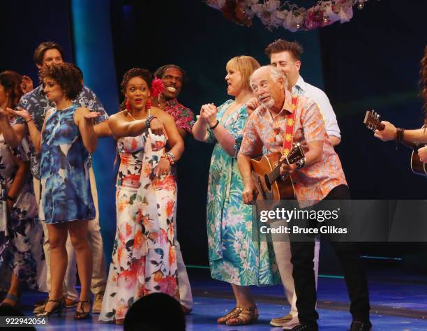Jimmy Buffett and the cast celebrate "2018 National Margarita Day: February 22" at the new Jimmy Buffett Musical "Escape to Margaritaville" on...