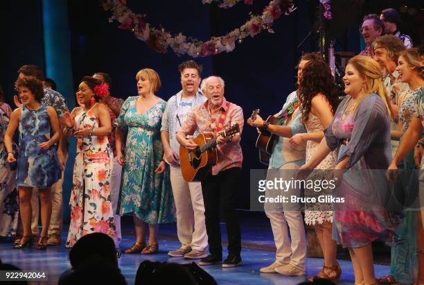 Jimmy Buffett and the cast celebrate "2018 National Margarita Day: February 22" at the new Jimmy Buffett Musical "Escape to Margaritaville" on...