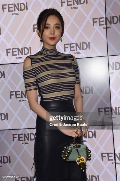 Coulee Nazha attends the Fendi show during Milan Fashion Week Fall/Winter 2018/19 on February 22, 2018 in Milan, Italy.