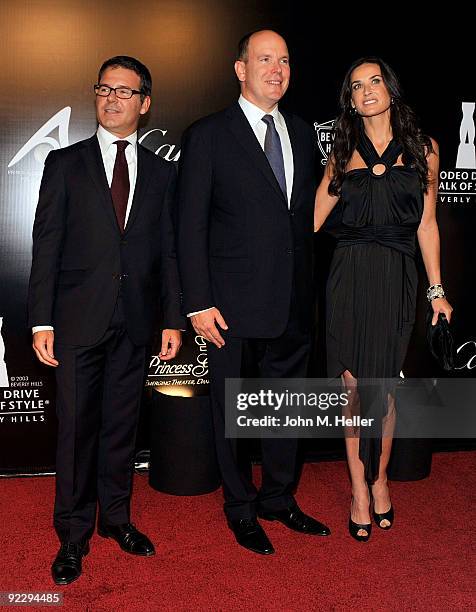 Cartier director of image, style, and heritage Pierre Rainero, HSH Prince Albert II of Monaco, and actress Demi Moore attend the Rodeo Drive Walk Of...