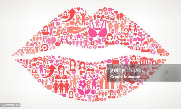 lips  women's rights and girl power icon pattern - word of mouth stock illustrations