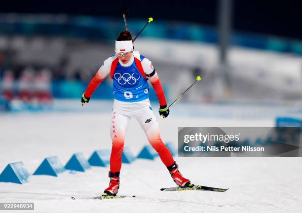 Weronika Nowakowska of Poland during the Biathlon Womens 4x6km Relay at Alpensia Biathlon Centre on February 22, 2018 in Pyeongchang-gun, South Korea.