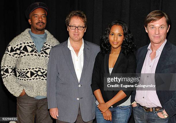 David Alan Grier, James Spader, Kerry Washington and RIchard Thomas attend the "Race" Broadway photo call at the Atlantic Theater Company on October...