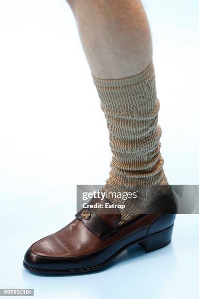 Shoe detail at the Gucci show during Milan Fashion Week Fall/Winter 2018/19 on February 21, 2018 in Milan, Italy.