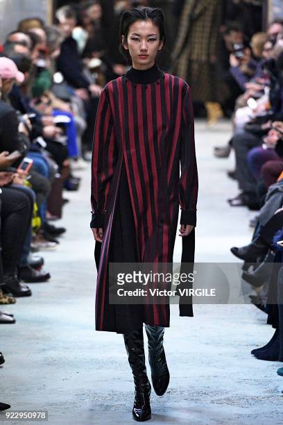 Model walks the runway at the Arthur Arbesser Ready to Wear Fall/Winter 2018-2019 fashion show during Milan Fashion Week Fall/Winter 2018/19 on...