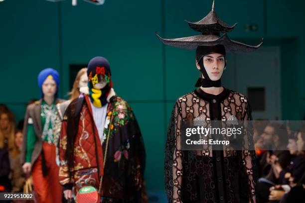 Atmosphere at the Gucci show during Milan Fashion Week Fall/Winter 2018/19 on February 21, 2018 in Milan, Italy.