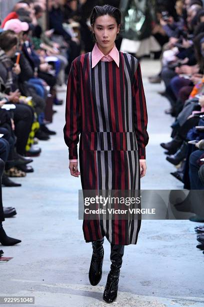Model walks the runway at the Arthur Arbesser Ready to Wear Fall/Winter 2018-2019 fashion show during Milan Fashion Week Fall/Winter 2018/19 on...