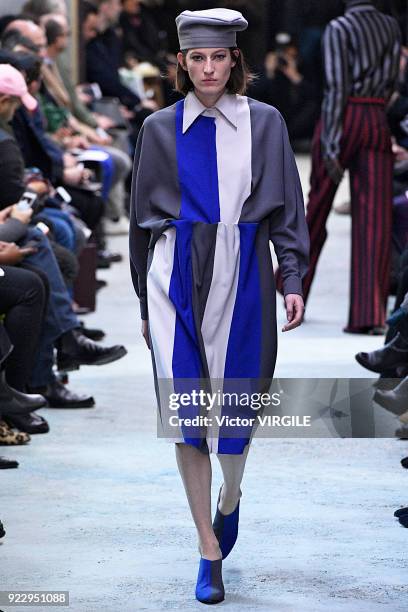 Model walks the runway at the Arthur Arbesser Ready to Wear Fall/Winter 2018-2019 fashion show during Milan Fashion Week Fall/Winter 2018/19 on...