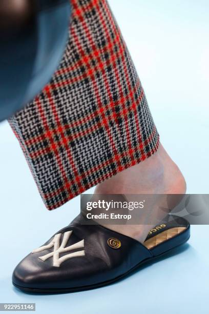 Shoe detail at the Gucci show during Milan Fashion Week Fall/Winter 2018/19 on February 21, 2018 in Milan, Italy.