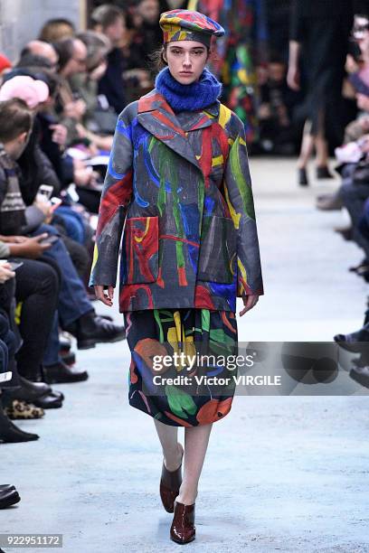 Model walks the runway at the Arthur Arbesser Ready to Wear Fall/Winter 2018-2019 fashion show during Milan Fashion Week Fall/Winter 2018/19 on...