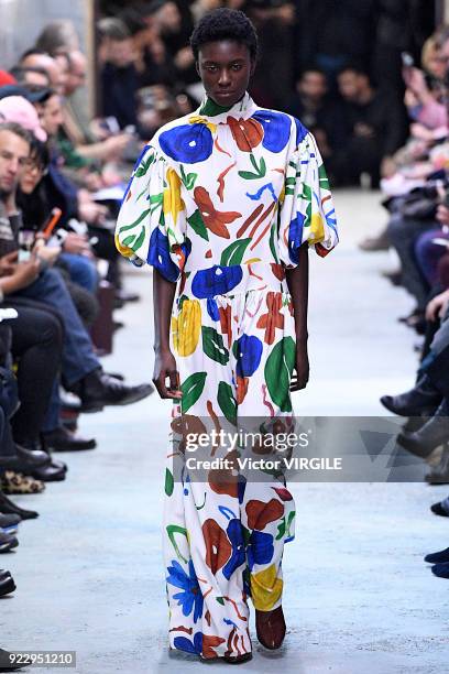 Model walks the runway at the Arthur Arbesser Ready to Wear Fall/Winter 2018-2019 fashion show during Milan Fashion Week Fall/Winter 2018/19 on...