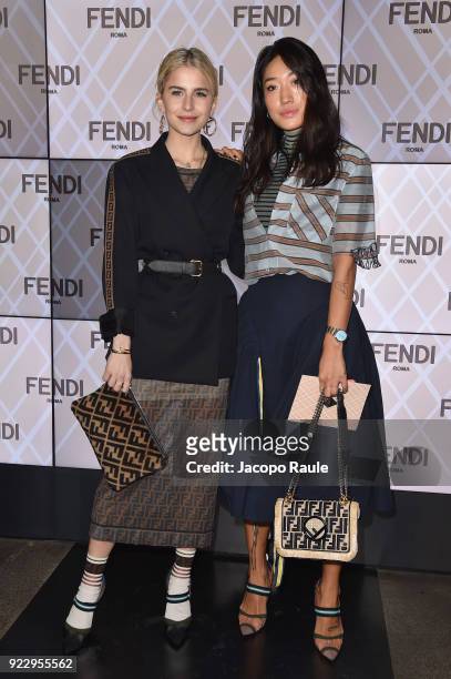 Caroline Daur attends the Fendi show during Milan Fashion Week Fall/Winter 2018/19 on February 22, 2018 in Milan, Italy.