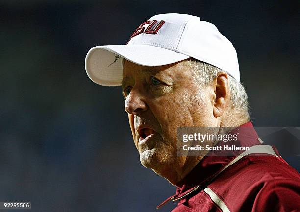 Florida State Seminoles Head Coach Bobby Bowden paces the sideline during his came against the North Carolina Tar Heels at Kenan Stadium on October...