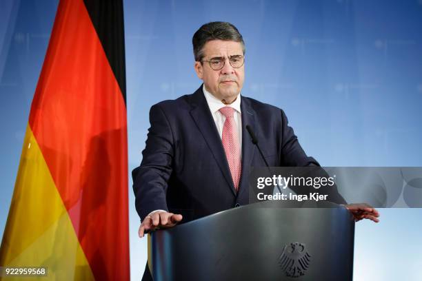 German Foreign Minister Sigmar Gabriel meets the Swiss Foreign Minister, and gives a press conference, on February 22, 2018 in Berlin, Germany.