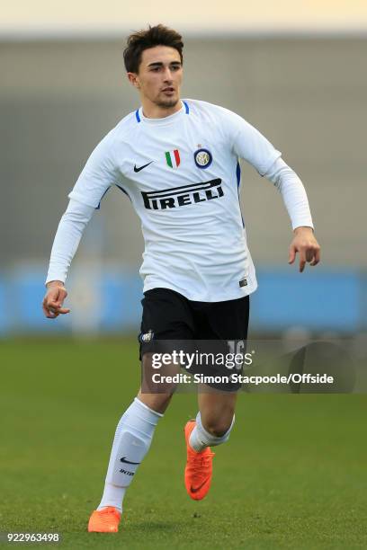 Armand Rada of Inter in action during the UEFA Youth League Round of 16 match between Manchester City and Inter Milan at Manchester City Football...