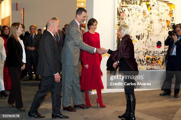 King Felipe VI of Spain and Queen Letizia of Spain attend the opening of ARCO at Ifema on February 22, 2018 in Madrid, Spain.