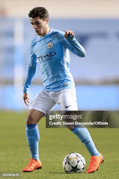 Brahim Diaz of Man City in action during the UEFA Youth League Round of 16 match between Manchester City and Inter Milan at Manchester City Football...