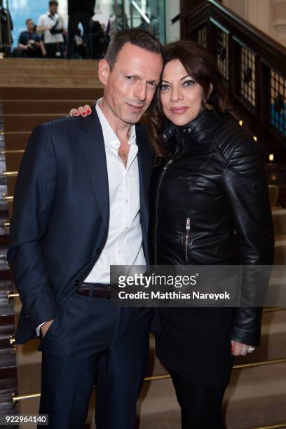 Alice Brauner and Michael Zechbauer are seen at the FFF reception during the 68th Berlinale International Film Festival on February 22, 2018 in...