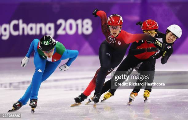 Arianna Fontana of Italy leads during the Short Track Speed Skating - Ladies' 1,000m Quarterfinal 2 on day thirteen of the PyeongChang 2018 Winter...