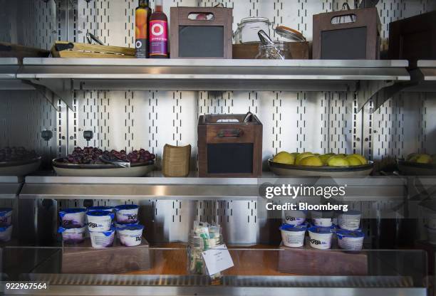 Fresh fruit and snacks sit in a refrigerated area of the new Google Inc. Campus in Boulder, Colorado, U.S., on Wednesday, Feb. 21, 2018. Google moved...