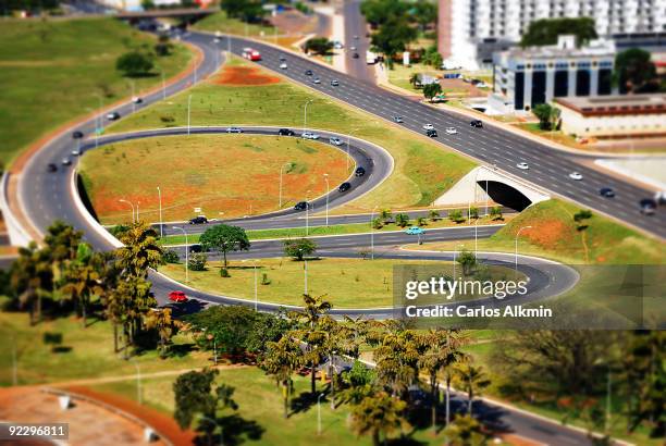 brasilia aerial view - tilt-shift emulation - ancine and car stock pictures, royalty-free photos & images