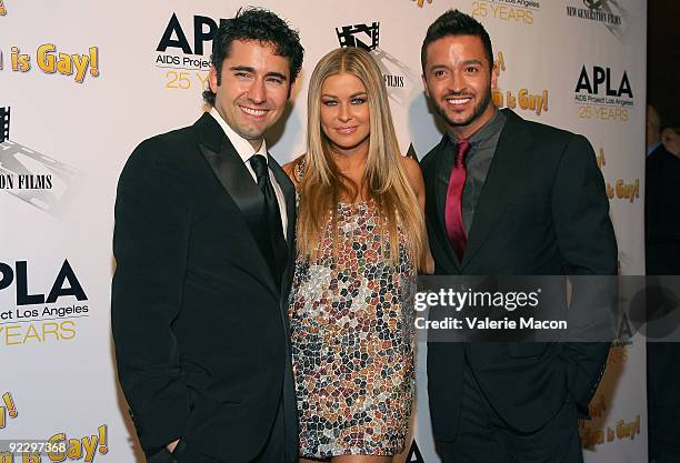 From L to R : Actors john Lloyd Young, Carmen Electra and Jai Rodriguez arrive at the Premiere of "Oy Vey My Son is Gay" on October 22, 2009 in Los...