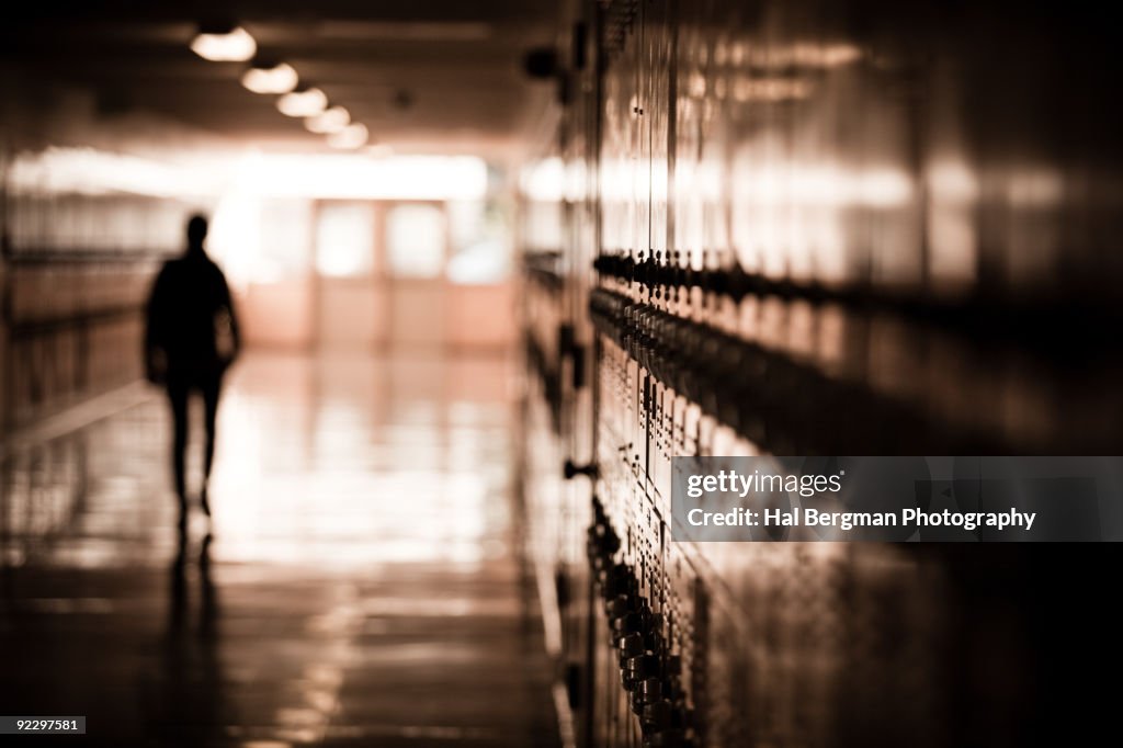 Silhouetted man in the Building