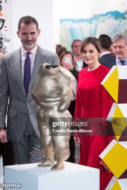 King Felipe VI of Spain and Queen Letizia of Spain attend the opening of ARCO 2018 at Ifema on February 22, 2018 in Madrid, Spain.